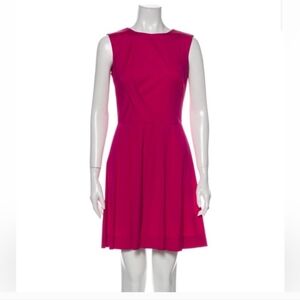 Oscar de la Renta Magenta Pink Pleated Fit & Flare Dress Size 6